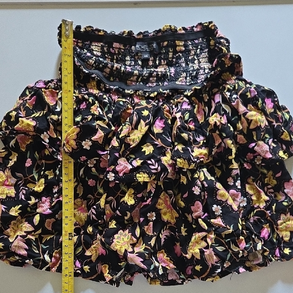 Rachel Zoe Pink Yellow Ruffled Bubble Mini Skirt With Elacstic Waist